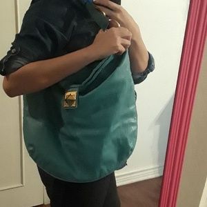 Light teal mark brand purse